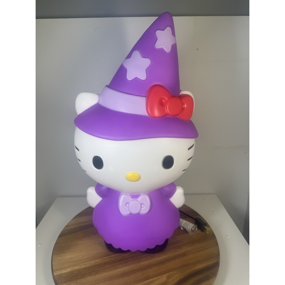 Hello Kitty Purple Hat Halloween Lighted Yard Blow Mold 23"